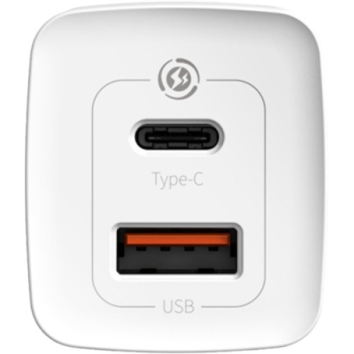 Зарядное устройство Baseus 2xUSB 65W GaN (USB-C+USB-A) white (CCGAN2L-B02)