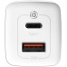 Зарядное устройство Baseus 2xUSB 65W GaN (USB-C+USB-A) white (CCGAN2L-B02)