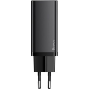 Зарядное устройство Baseus 2xUSB 65W GaN (USB-C+USB-A) black (CCGAN2L-B01)
