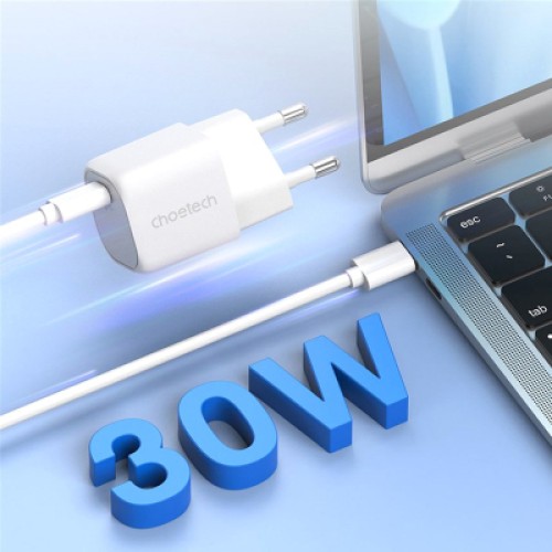Зарядное устройство Choetech 1хUSB-C 30W PD QC3.0 PD5007 white (PD5007-EU-WH)