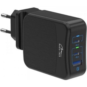 Зарядное устройство Media-Tech 2xUSB-C PD 65W USB QC 3.0 black (MT6252)