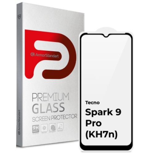 Стекло защитное Armorstandart Full Glue TECNO Spark 9 Pro (KH7n) Black (ARM64651)
