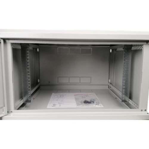 Шкаф настенный Eserver 6U, 600х350х370 (Ш*Г*В), стекло, серый (ES-Е635G)