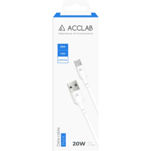 Дата кабель USB 2.0 AM to Lightning 1.2m PwrX 20W ACCLAB (1283126559549)