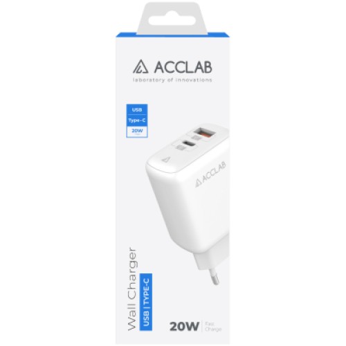 Зарядное устройство ACCLAB AL-TC220 (1xUSB, 1xType-C) (1283126556494)