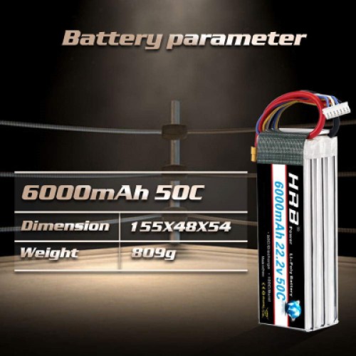 Аккумулятор для дрона HRB_ Lipo 6s 22.2V 6000mAh 50C XT60 (HR-6000MAH-6S-50C-XT60)