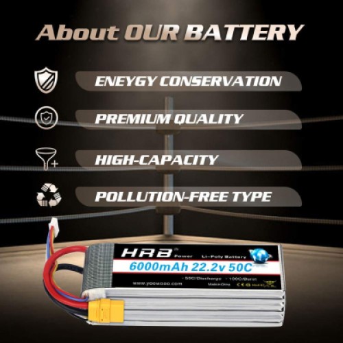 Аккумулятор для дрона HRB_ Lipo 6s 22.2V 6000mAh 50C XT60 (HR-6000MAH-6S-50C-XT60)