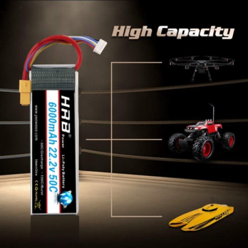Аккумулятор для дрона HRB_ Lipo 6s 22.2V 6000mAh 50C XT60 (HR-6000MAH-6S-50C-XT60)