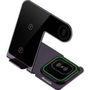 Зарядное устройство Proda Azeada Metal 15W 3 in 1 PD-W19 Black (PD-W19-BK)