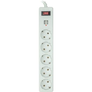 Сетевой фильтр питания PowerPlant 5м, 5 розеток, USB 2.1A (JY-1056U/5) (PPSA10M50S5U)