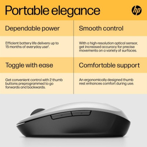 Мышка HP Dual Mode Bluetooth/Wireless Silver (6CR72AA)