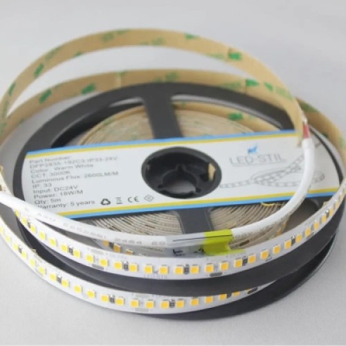 Светодиодная лента LED-STIL 3000K 18 Вт/м 2835 192 діода IP33 24 Вольта 2600 lm тепле світло (DFP2835-192C3-IP33-24V)
