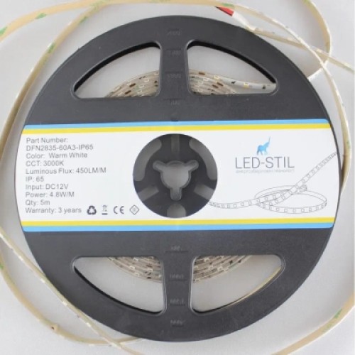 Светодиодная лента LED-STIL 3000K 4,8 Вт/м 2835 60 діодів IP65 12 Вольт 400 lm (DFN2835-60A3-IP65)