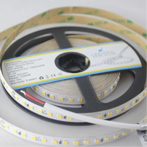 Светодиодная лента LED-STIL 4000K 12 Вт/м 2835 128 діодів IP33 24 Вольта 1800 lm нейтральне світло (DFP2835-128B4-IP33-24V)
