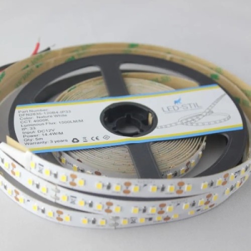 Светодиодная лента LED-STIL 4000K 14,4 Вт/м 2835 120 діодів IP33 12 Вольт 1500 lm нейтральне світло (DFN2835-120B4-IP33)