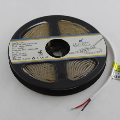 Светодиодная лента LED-STIL 4000K 22 Вт/м 2835 240 діодів IP33 24 Вольта 3600 lm нейтральне світло (DFP2835-240C4-IP33-24V)
