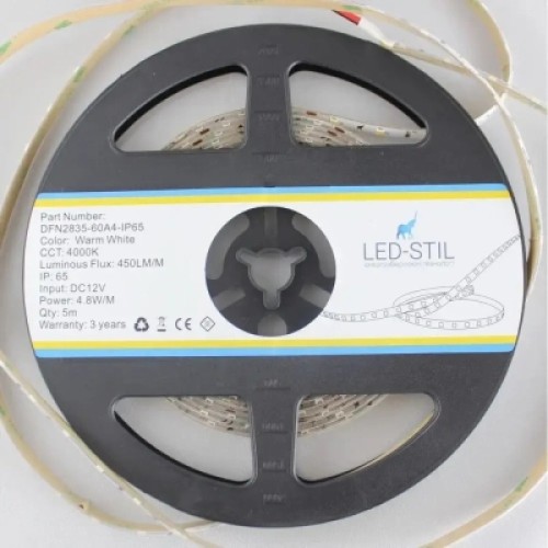 Светодиодная лента LED-STIL 4000K 4,8 Вт/м 2835 60 діодів IP65 12 Вольт 450 lm нейтральне світло (DFN2835-60A4-IP65)
