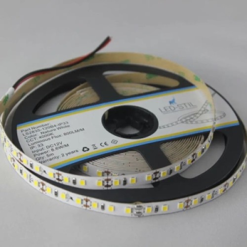 Светодиодная лента LED-STIL 4000K 8,6 Вт/м 2835 120 діодів IP33 12 Вольт 800 lm нейтральне світло (LS2835-120B4-IP33)