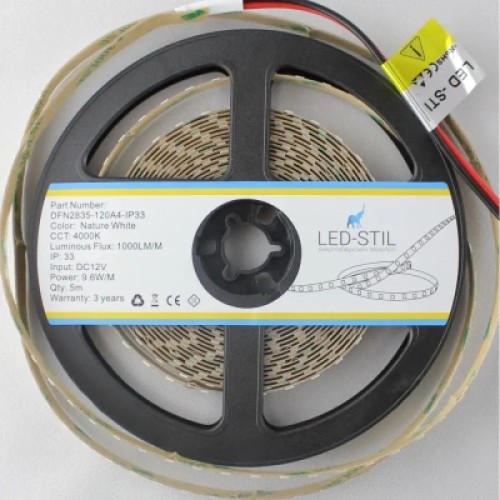 Светодиодная лента LED-STIL 4000K 9,6 Вт/м 2835 120 діодів IP33 12 Вольт 1000 lm нейтральне світло (DFN2835-120A4-IP33)