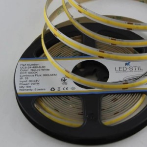 Світлодіодна стрічка LED-STIL 5000K 9 Вт/м COB 480 діодів IP33 24 Вольта 990 lm біле денне світло (UC5-24-480-8-90)