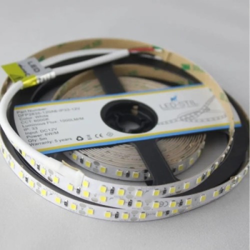 Светодиодная лента LED-STIL 6000K 6 Вт/м 2835 120 діодів IP33 12 Вольт 950 lm холодне світло (DFP2835-120A6-IP33-12V)