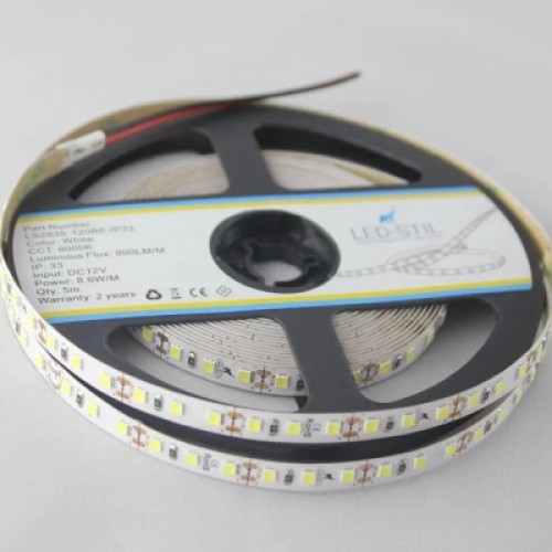 Светодиодная лента LED-STIL 6000K 8,6 Вт/м 2835 120 діодів IP33 12 Вольт 900 lm (LS2835-120B6-IP33)