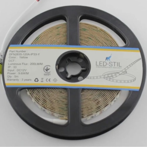 Светодиодная лента LED-STIL 9,6 Вт/м 2835 120 діодів IP33 12 Вольт 70 lm ЖОВТИЙ (DFN2835-120A-IP33-Y)