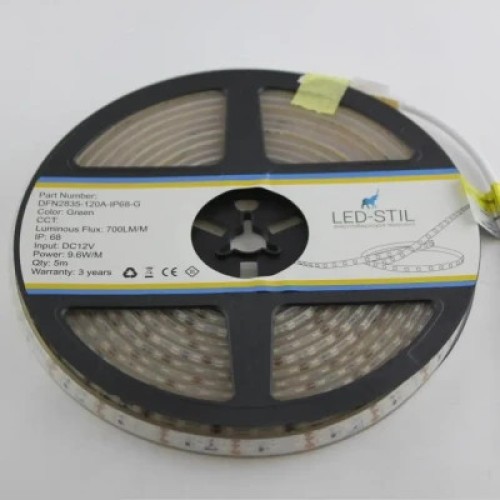 Светодиодная лента LED-STIL 9,6 Вт/м 2835 120 діодів IP68 24 Вольта 420 lm Зелений (DFN2835-120A-IP68-G-24V)