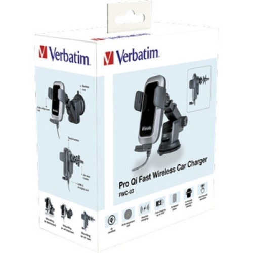 Универсальный автодержатель Verbatim FWC-03 with Pro Qi Fast Wireless Car Charger (49554)