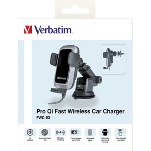 Универсальный автодержатель Verbatim FWC-03 with Pro Qi Fast Wireless Car Charger (49554)