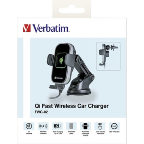 Универсальный автодержатель Verbatim FWC-02 with Qi Fast Wireless Car Charger (49553)