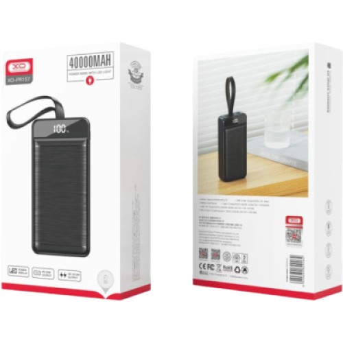 Батарея универсальная XO 40000mAh, PD/18W, QC3.0/22.5W, flashlight, Input(Micro,Type-C,Lightning), Output(3*USB,Type-C) (XO-PR157 / 29213)
