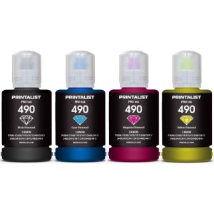 Чернила Printalist Canon GI-490 для G3400 4х140г BP/C/M/Y SET Pigm/Water. (PL490SET4)