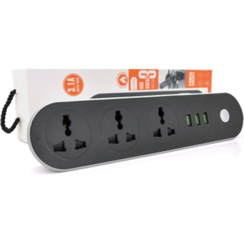 Сетевой фильтр питания Voltronic TВ-Т56, 3роз, 3*USB Black (ТВ-Т56-Black)