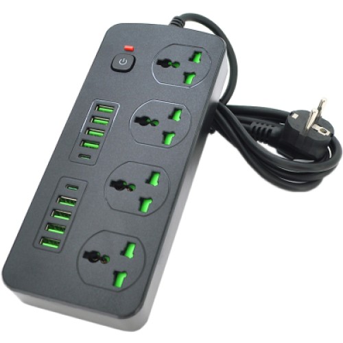 Сетевой фильтр питания Voltronic TВ-Т91, 4роз, 8*USB+2PD Black (ТВ-Т91-Black)