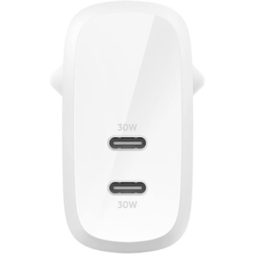 Зарядное устройство Belkin 30W 2хUSB-С PD PPS white (WCB010VFWH)