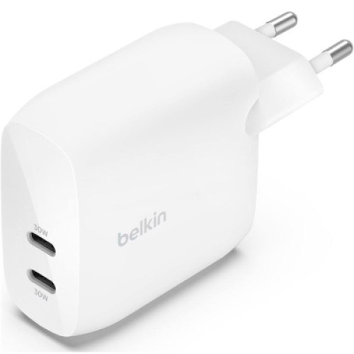Зарядное устройство Belkin 30W 2хUSB-С PD PPS white (WCB010VFWH)