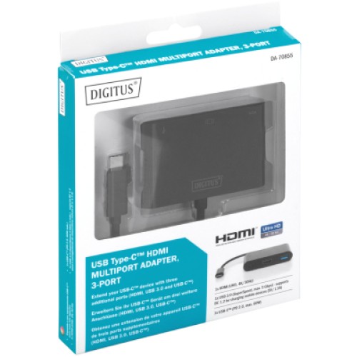 Переходник USB-C to HDMA 2xUSB Digitus (DA-70855)