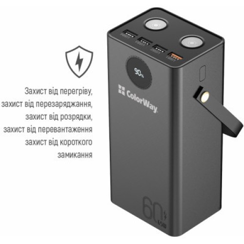 Батарея универсальная ColorWay 60 000 mAh Powerful PD/65W, QC/4.0, AFC, FCP, Black (CW-PB600LPA5BK-PDD)