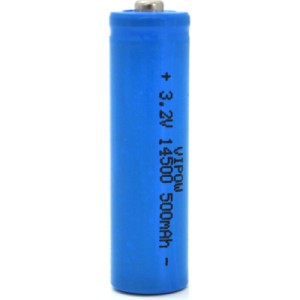 Аккумулятор 14500 LiFePO4 (size AA), 500mAh, 3.2V, TipTop, blue Vipow (IFR14500-500mAhTT / 21439)
