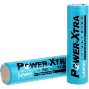 Аккумулятор 18650 1500mAh LiFePO4 IFR18650, 3.2V, FlatTop, blue Power-Xtra (PX-IFR18650 / 29743)