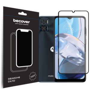 Стекло защитное BeCover Motorola Moto E22/E22i Black (709731)