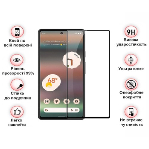 Стекло защитное BeCover Google Pixel 7a Black (709767)