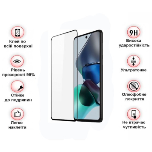 Стекло защитное BeCover Motorola Moto E32s Black (709733)