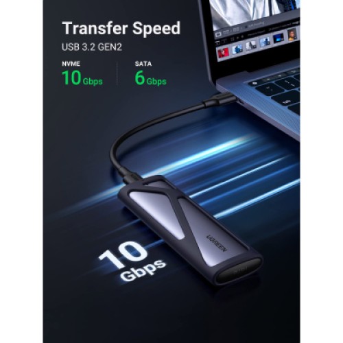 Карман внешний Ugreen SSD M.2 (NVME) M-KEY UGREEN 3.2 GEN2 CM400 gray (90264)