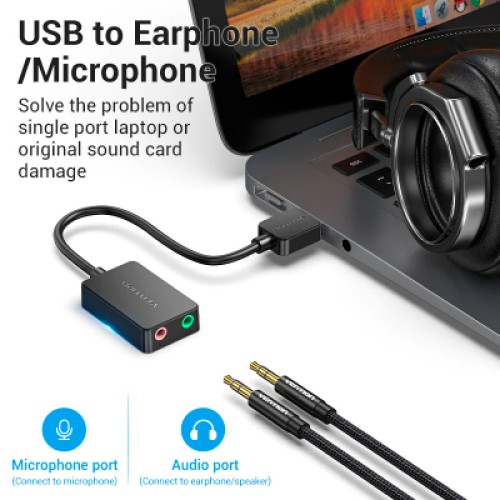 Звуковая плата Vention Audio USB 2х3,5 мм jack 0.15m (CDYB0)