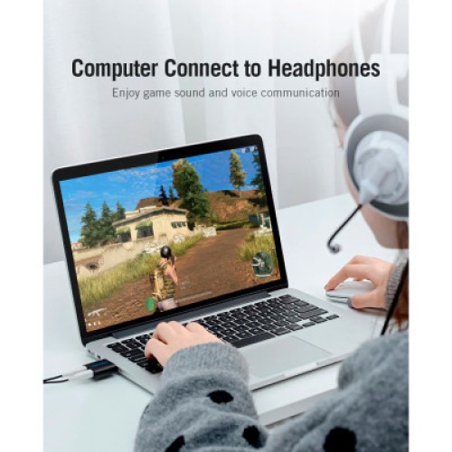 Звуковая плата Vention Audio USB 2х3,5mm jack Metal (VAB-S17-B)