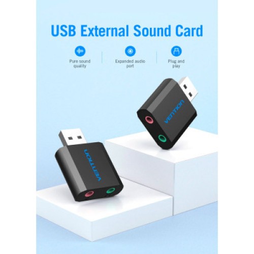 Звуковая плата Vention Audio USB 2х3,5mm jack Metal (VAB-S17-B)