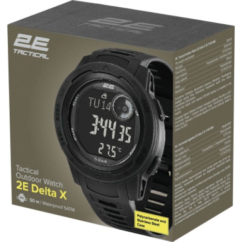 Смарт-часы 2E Delta X Black з компасом та крокоміром (2E-TCW10BK)