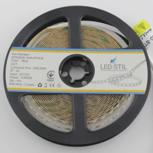 Светодиодная лента LED-STIL 9,6 Вт/м 2835 120 диодов IP33 12 Вольт 130 lm СИНИЙ цвет свечения (DFN2835-120A-IP33-B)